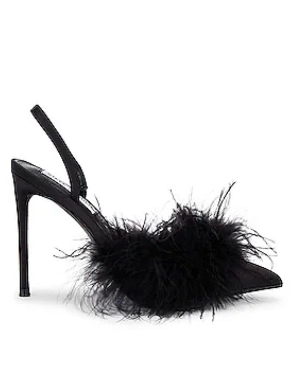 NIB "Steve Madden" black feathery sling back 4" spike heels. Size 7 NIB